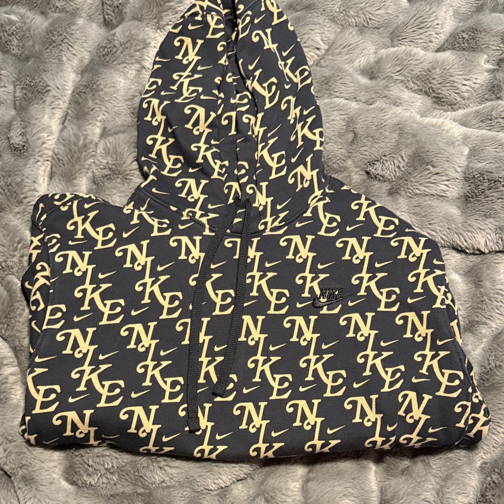 Nike Black and Gold Logo Hoodie